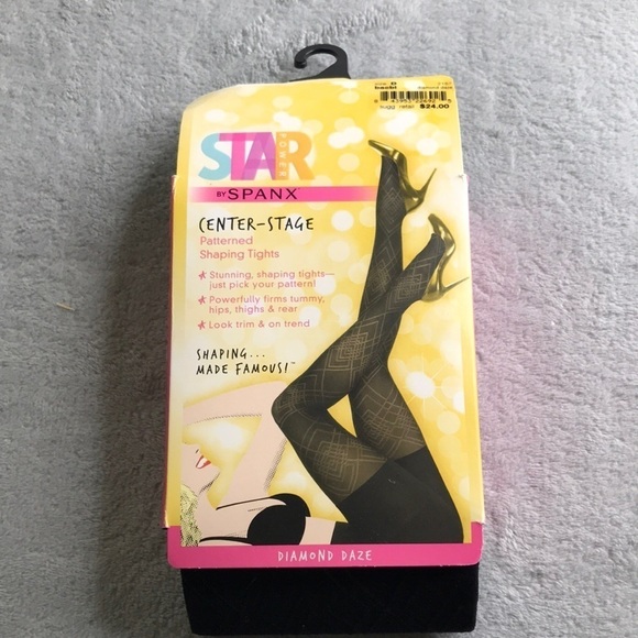 Center Stage By Spanx Diamond Daze Patterned Shaping Tights Size DNew